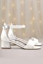Lilo Glittery White Single Strap Girls' Heeled Evening Dress Shoes