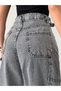 SIDE BELT SNOW BLACK BUCKLED CARGO POCKET DETAIL BAGGY JEANS - 8