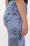 Women's Blue-Dusty Rose Summer Printed Flocked Belt Elastic Trousers - 4
