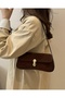 NORA Women's Suede Baguette Handbag with Single Shoulder Strap and Special Locking System - 4