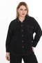 Women's Black-Orange Summer Denim 2-Piece Set with Snap Pockets and Elastic Waist - 4