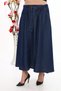 Women's Navy Blue Summer Skirt with Belt and Elastic Waist - 4