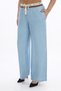 Women's Ice Blue Elastic Waist Lace-Up Summer Trousers - 3