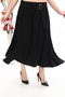 Women's Black Summer Skirt with Belt and Elastic Waist - 3