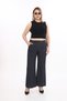 Women's Navy Blue Seasonal Special Denim Fabric Loose-Fit Trousers