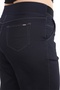 Women's Special Denim Fabric Summer Navy Blue Trousers with Rubber Belt - 5