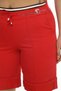 Women's Red Summer Lace-Up Stoned Elastic Bermuda Shorts - 3
