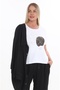 Women's Black Summer Snap Fastener T-Shirt with Elastic Waist Printed 3-Piece Set - 4
