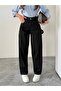 Side Belt Black Baggy Jeans with Buckle Cargo Pocket Detail - 7