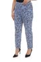 Women's Summer Ice Blue Flock Mink Color Flower Printed Trousers - 3