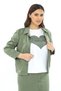 Women's Khaki Summer Skirt & Jacket Buttoned T-Shirt Printed 3-Piece Set - 4