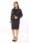 Women's Black Seasonal Buttoned Paneled Piece Denim Set with Elastic Waist - 2