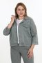 Women's khaki summer floral embroidered rhinestone elastic waist snap button 3-piece set - 4