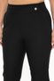 Women's Winter Buttoned Black Pants with Stone Cap Detail - 4