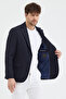 Sorex Men's Navy Blue Polyviscon Fabric Slim Fit Self-Wiping Mono Collar Sports Blazer Jacket - 5