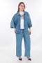 Women's Ice Blue Summer Colorful Stitched Pocketed 3-Piece Set