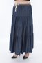 Women's Navy Blue Summer Elastic Waist Lace-Up Long Skirt - 3