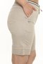 Women's Beige Summer Lace-Up Stoned Elastic Bermuda Shorts - 3