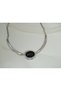 Kol168 Oval Black Stone Bar Detail Necklace - 40 cm + 5 cm Extension - 2