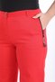 Women's Red Summer Pockets Zippered Pipe Leg Trousers - 5
