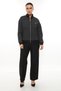 Women's Black Gray Seasonal Zippered Custom Logo Elastic Waist Pipe Leggings 2-Piece Set