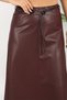 Women's Burgundy Winter Belted Faux Leather Skirt - 4