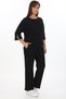 Women's Black Seasonal Elastic Waist Pocketed Pipe Leggings 2-Piece Set - 3
