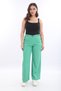 Women's Green Summer Pockets Zippered Pipe Leg Trousers