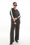 Women's Winter Special Embroidered Zippered Hooded Stone Khaki Velvet Tracksuit Set - 3