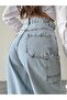 SIDE BELT ICE SNOW BUCKLE CARGO POCKET DETAIL BAGGY JEANS - 9