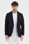 Sorex Men's Black Polyviscon Fabric Slim Fit Self-Wiping Mono Collar Sports Blazer Jacket