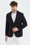 Sorex Men's Black Polyviscon Fabric Slim Fit Self-Wiping Mono Collar Sports Blazer Jacket - 6