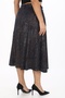 Women's Navy Blue Seasonal Printed Belted Buttoned Skirt - 4