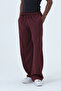 Large Size Wide Leg 4 Seasons Casual Men's Burgundy Trousers - 7