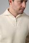 Ecru Turtleneck Zippered Corded Fabric Long Sleeve 100% Lamb Wool Men's Knitwear Sweater - 5