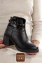Black Genuine Leather Thick Heeled Casual Women's Boots Uldef