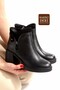 Genuine Leather Thick Heeled Zippered Black Women's Boots Sayano