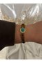 Vintage Colorful Stone Detailed Steel Handcuff Bracelet - 2
