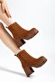 Heeled Boots Women's Platform Tan Suede Flat Zippered - 2
