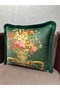 Imported Silk Velvet Tasseled Damask Pattern Green Color Throw Pillow Cover 43X43Cm (Double-Sided) - 5