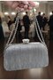 Women's Silver Crystal Large Stone Evening Dress Bag Special Occasion Bag - 2