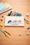 Cute Cats Best Friends Written Printed Zippered Cloth Pencil Holder, Makeup Bag, Handbag - 2