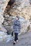 Burkini Zippered Geometric Patterned Hijab Swimsuit Set of 4 with Bonnet and Bag - 4