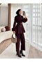 Women's Feather Sleeve Scuba Pants Blouse Set - 5