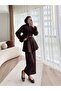 Women's Feather Sleeve Scuba Pants Blouse Set - 5