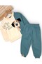 Boy Transitional , Cool Bottom and Top Tracksuit Set with Dog Detail for Ages 2-3-4-5 - 2