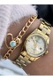 Small Case, with Calendar, Yellow Steel Cord,Women Wrist Watch+Bracelet - 4