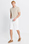 Men's White Cotton Slim Fit Slim Fit Tie Waist Side Pocket Stretch Shorts - 3