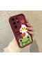 Samsung Galaxy S25 Ultra Compatible Flexible Silicone Protection Burgundy Color Cartoon Case