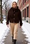 Women's Judge Collar Long Sleeve Plain Pattern Oversized Mold Cashmere Jacket Functional Durable Modern